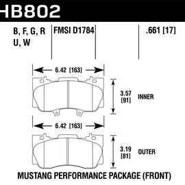 Hawk 15-17 Ford Mustang GT DTC-70 Race Front Brake Pads HB802U.661