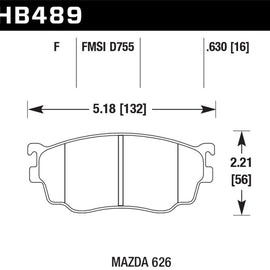 Hawk 03 MazdaSpeed3 Protege HPS Street Front Brake Pads HB489F.630