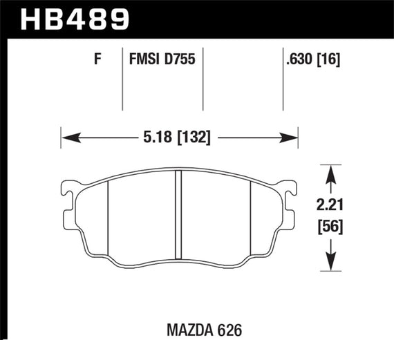 Hawk 03 MazdaSpeed3 Protege HPS Street Front Brake Pads HB489F.630