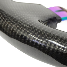 NRG Carbon Fiber Steering Wheel (350mm / 1.5in. Deep) Neochrome 3-Spoke Design w/Slit Cuts ST-010MC-CF