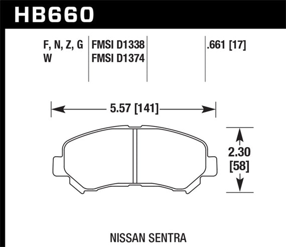 Hawk for 09-10 Nissan Maxima / 08-10 Rogue / 07-09 Sentra SE-R / 10 Sentra SE-R HB660N.661