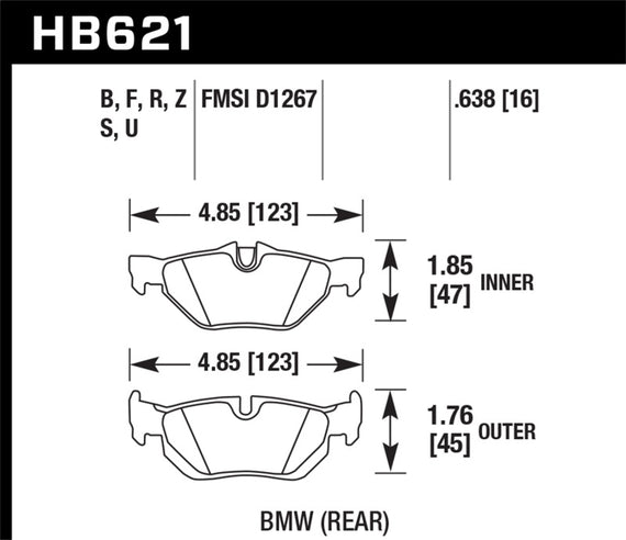 Hawk 08-11 BMW 128i / 10 BMW 323i / 07-11 BMW 328i / 07-11 BMW 328XI DTC-70 Race Rear Brake Pads HB621U.638