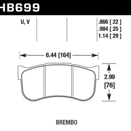 Hawk Motorsports Performance HT-14 DTC-50 0.866in Thick Brake Pads HB699V.866