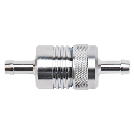 Russell Performance Chrome Street Fuel Filter (3in Length 1-1/8in diameter 5/16in inlet/outlet) 645060