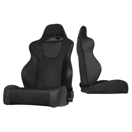 Xtune Srt Style Racing Seat Suede/Pu (Double Slider) Black/Black Driver Side RST-SRT-03-BK-DR 9933936