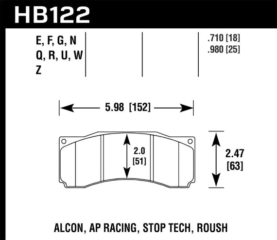 Hawk Stoptech ST-60 Caliper Blue 9012 Race Brake Pads HB122E.710