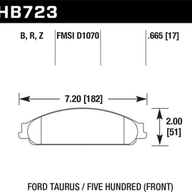 Hawk 08-09 Ford Taurus / 05-07 Ford Five Hundred HPS 5.0 Street Front Brake Pads HB723B.665