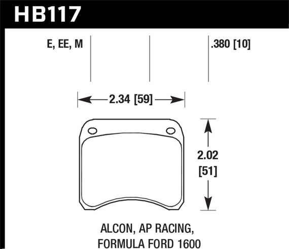 Hawk AP Racing CP3696 Black Race Brake Pads HB117M.380