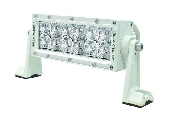 Hella Value Fit 8in Light - 36W Dual Row White Housing Flood Beam - LED 357208011