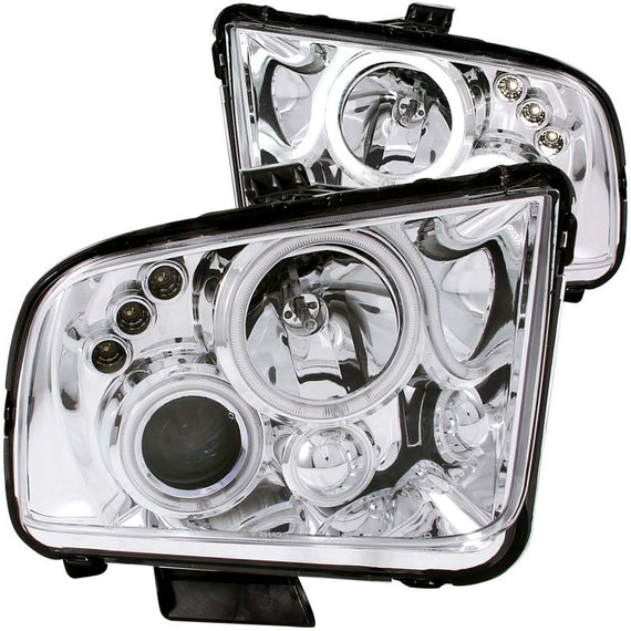 ANZO 2005-2009 Ford Mustang Projector Headlights w/ Halo Chrome 121162