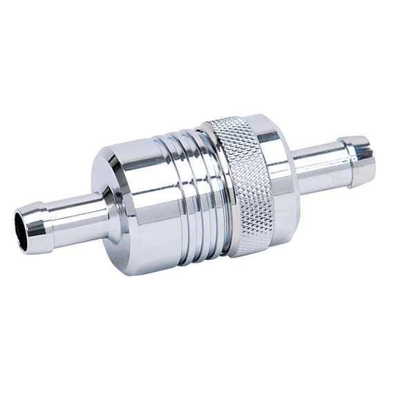 Russell Performance Chrome Street Fuel Filter (3in Length 1-1/8in diameter 3/8in inlet/outlet) 645120