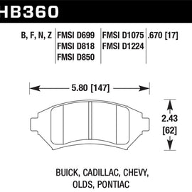 Hawk Performance HB360Z.670 Performance Ceramic Disc Brake Pad HB360Z.670