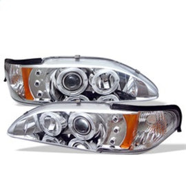 Spyder Ford Mustang 94-98 1PC Projector LED Halo Amber Reflctr LED Chrm Low H3 PRO-YD-FM94-1PC-AM-C 5010407