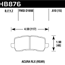 Hawk 14-17 Acura RLX / 15-17 Acura TLX HPS Street Rear Brake Pads HB876F.610