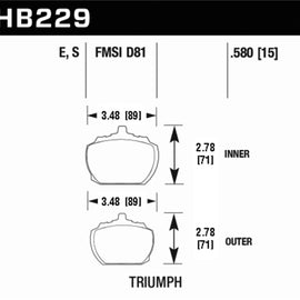 Hawk 70-73 Triumph Stag / 80-82 Triumph TR8 HT-10 Race Front Brake Pads HB229S.580