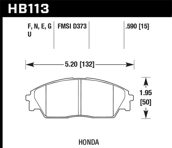 Hawk 88-91 Honda Civic 4WD / 90-91 CRX Si Blue 9012 Race Front Brake Pads HB113E.590