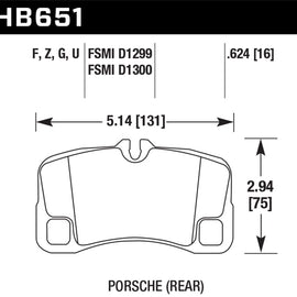 Hawk 12-13 Porsche 911 Turbo HPS 5.0 Rear Brake Pads HB651B.624