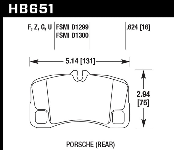 Hawk for 07-08 Porsche 911 Turbo/911 GT3/911 GT3 CUP Rear HPS Street Brake Pads HB651F.624
