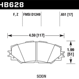 Hawk HPS Brake Pads Fits 05-06 Scion XA/XB HB628F.651 Front HB628F.651
