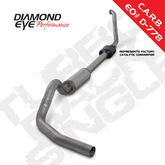 Diamond Eye KIT 4in Turbo Back SGL SS: 94-97 FORD 7.3L F250/F350 PWRSTROKE NFS W/ CARB EQUIV STDS K4306S