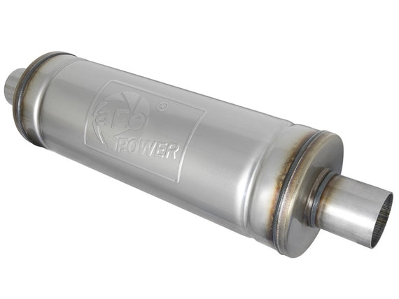 aFe MACH Force-Xp 409 SS Muffler 2.5in Center/Center 18in L x 6in Dia - Round Body 49M00021