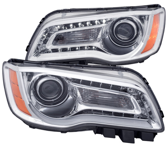 ANZO 2011-2014 Chrysler 300 Projector Headlights w/ Plank Style Design Chrome 121494