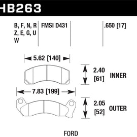 Hawk 87-93 Ford Mustang GT Track DTC-70 Front Brake Pads HB263U.650