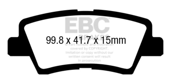EBC 12+ Hyundai Azera 3.3 Greenstuff Rear Brake Pads DP21865