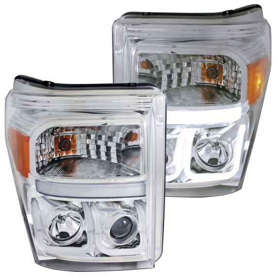 ANZO 2011-2015 Ford F-250 Projector Headlights w/ U-Bar Chrome 111291