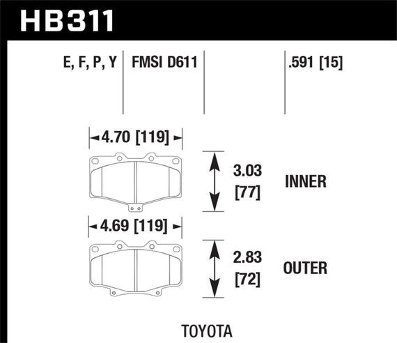 Hawk 91-94 Toyota 4Runner / 92-95 Toyota 4Runner SR5 Blue 9012 Race Front Brake Pads HB311E.591