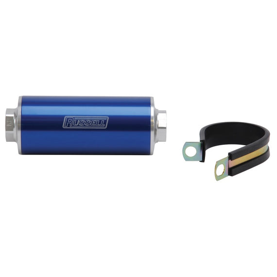 Russell Performance Profilter Fuel Filter 6in Long 10 Micron -10AN Inlet -10AN Outlet - Blue 649252