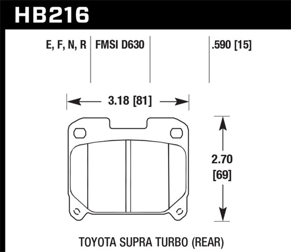 Hawk 93-98 Toyota Supra TT Blue 9012 Race Rear Brake Pads HB216E.590