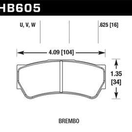 Hawk DTC-80 Brembo F3 16mm Race Brake Pads HB605Q.625