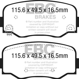 EBC 15+ Fiat 500X 1.4 Turbo Yellowstuff Rear Brake Pads DP42237R