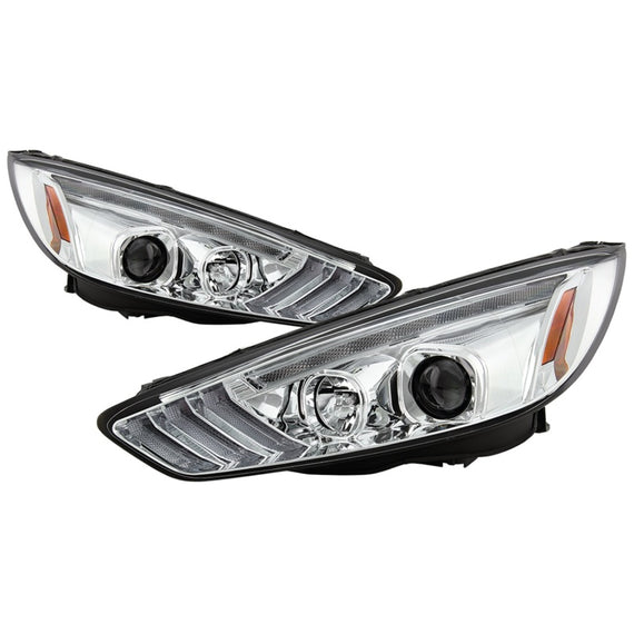Spyder 15-18 Ford Focus Projector Headlights - Seq Turn Light Bar - Chrome PRO-YD-FF15-LBSEQ-C 5086457