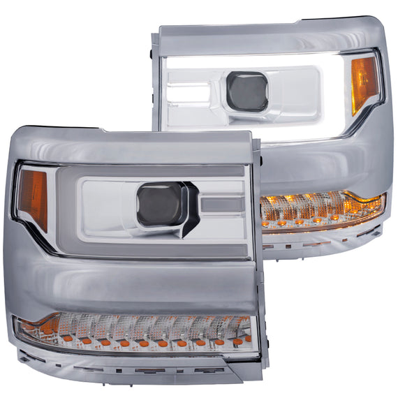 Anzo 111376 Chrome Amber Projector Headlights fit for Chevrolet Silverado 1500 111376