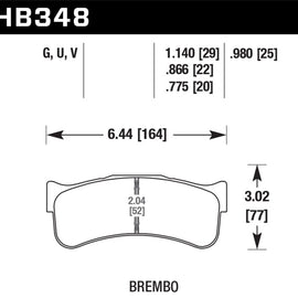 Hawk DTC-80 Brembo 25mm Race Brake Pads HB348Q.980