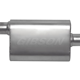 Gibson CFT Superflow Offset/Center Oval Muffler - 4x9x18in/2.5in Inlet/2.5in Outlet - Stainless 55192S