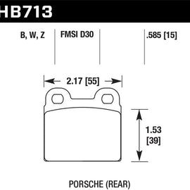 Hawk 65-69 Porsche 911/912 Performance Ceramic Street Rear Brake Pads HB713Z.585