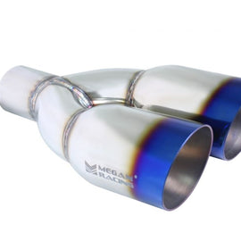Megan Racing universal Stainless Twin Burnt Roll 3.5" Tips (Driver Side), 2.5" MR-UT-TBT-DS