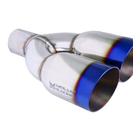 Megan Racing universal Stainless Twin Burnt Roll 3.5 Tips (Passenger Side), 2.5" MR-UT-TBT-PS