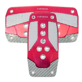 NRG Aluminum Sport Pedal Red w/ Silver Carbon AT PDL-450RD