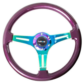 NRG Classic Wood Grain Wheel, 350mm 3 Neochrome spokes, purple pearl paint ST-015MC-PP