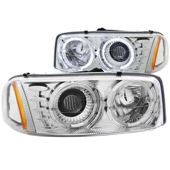 Anzo 111191 Pair of 2 Chrome Halogen Projector Headlights for 99-06 Sierra/Yukon 111191
