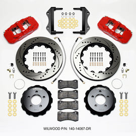 Wilwood 140-14067-DR AERO6 14.25 Inch Drilled Front Brake Kit, Red 140-14067-DR