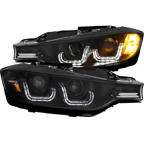 Anzo 121506 Black U-Bar Style Projector Headlight for 12-14 BMW 320i 121506