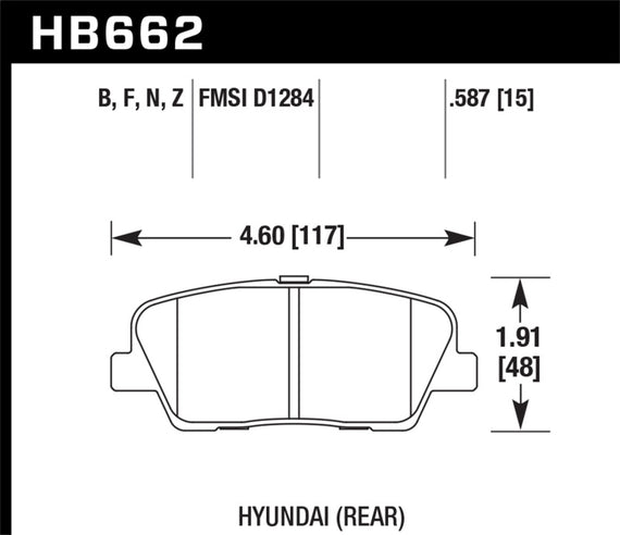 Hawk HPS Performance Brake Pad HB662F.587 HB662F.587