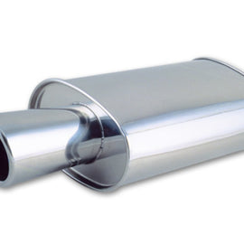 Vibrant StreetPower Oval Muffler with 4in Round Tip Angle Cut Rolled Edge - 2.5in inlet I.D. 1046