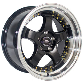 MST MT07 17x9.0 5x114.3 20 73.1 Black w/Machined Lip Gold Rivets Wheel/Rim 07-7965-20-BKGL