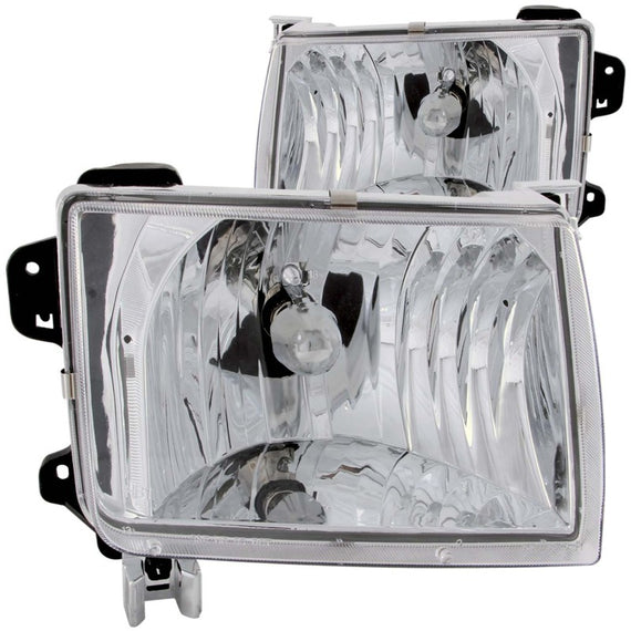 Anzo 111049 Pair of 2 Chrome Crystal Headlights for 98-01 Nissan Frontier/Xterra 111049
